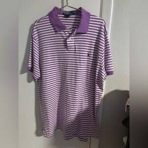 Polo Ralph Lauren Purple White Striped Polo Shirt XL Custom Fit
(922)